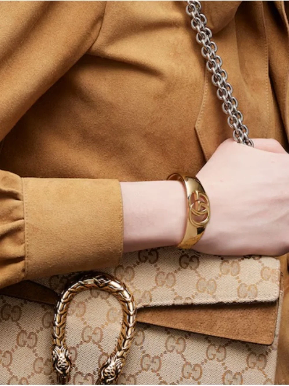 Gold Interlocking Double G Cuff Bracelet